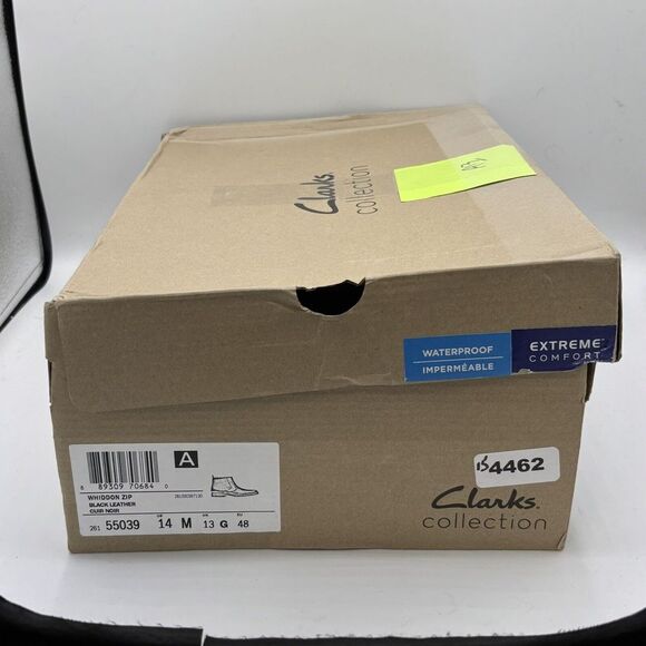 Clarks Men's Whiddon Zip Waterproof Black Leather Sz 14M - Picture 9 of 9